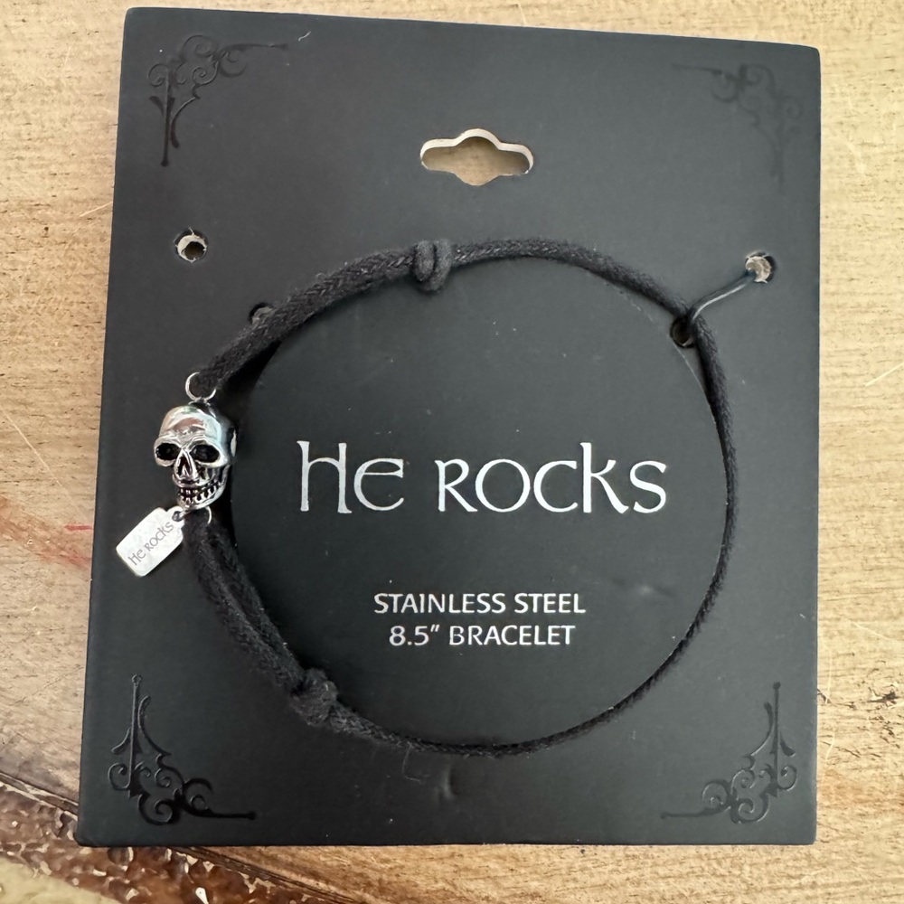 He Rocks stainless steel skull bracelet adjustable